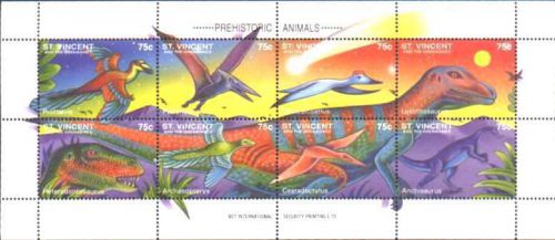 Dinosaurs by st-vincent mnh sheet of 8 sc 2045