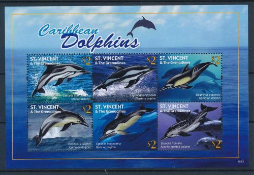 [33322] st. vincent &amp; grenadines 2011 marine life dolphins mnh sheet
