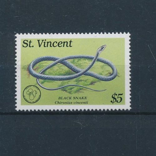 LE67069 St Vincent black snake reptiles fine stamp MNH