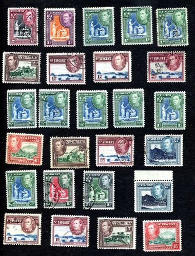 Edward VII to George VI, old stamps of St. Vincent.
