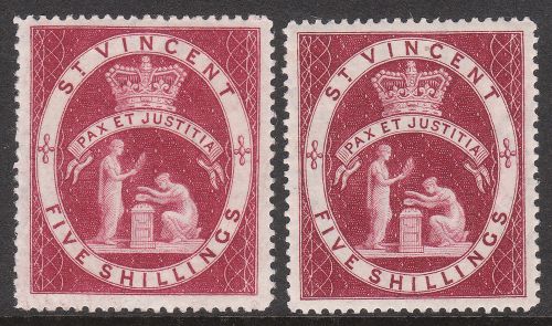 St vincent 1885 1888 #53 1893 #53a mint victoria stamps both shades