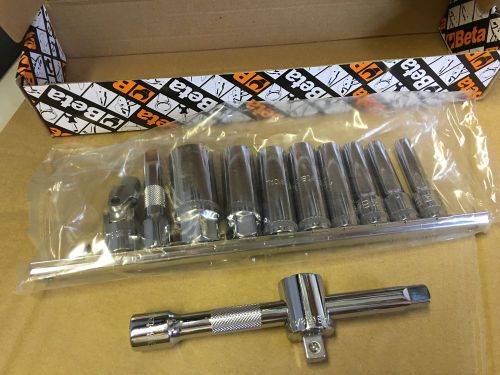 BETA TOOLS Easy 3/8&#034; Sq Drive Deep Sockets Set on Rail &amp; T Handle Extension Bar