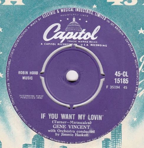 60s Rock N Roll GENE VINCENT if you want my lovin&#039; 1961 UK 7&#034; Vinyl 45 FAB!