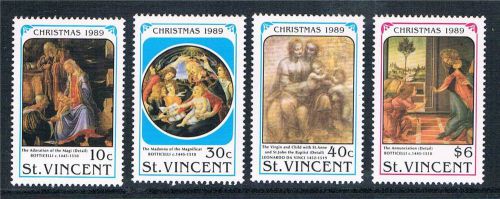 St vincent 1989 christmas part set 4v sg 1491/8 mnh