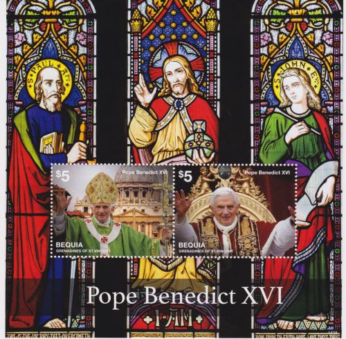 Mustique St Vincent - Pope Benedict XVI, 2014 - 1408 S/S MNH