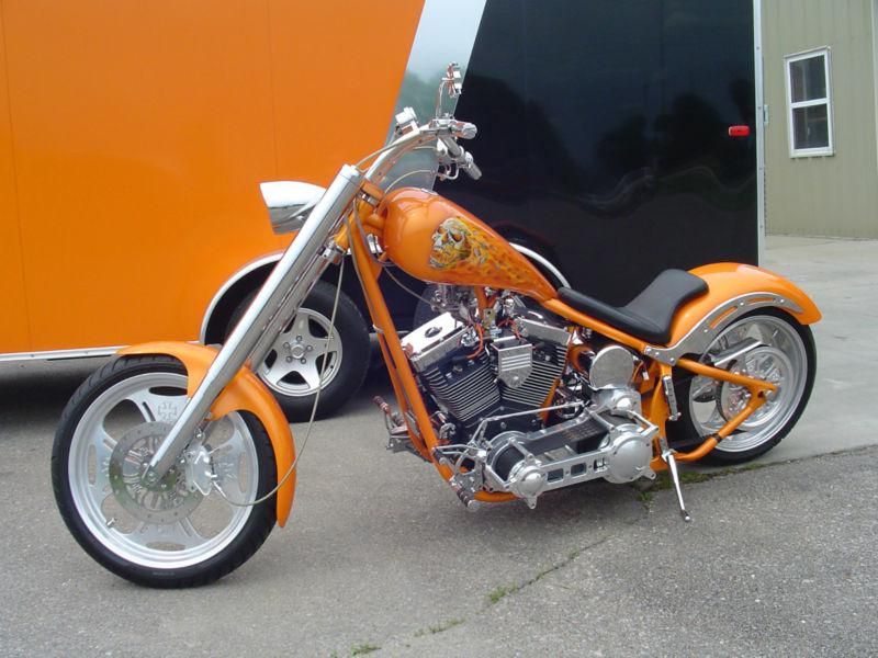 (like new) custom softail chopper, less than 200 miles! $$$$ inv. trades consid.