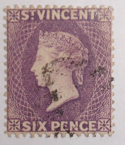 St vincent: 1885-93 sg52w 6d violet wmk. inverted. fine.
