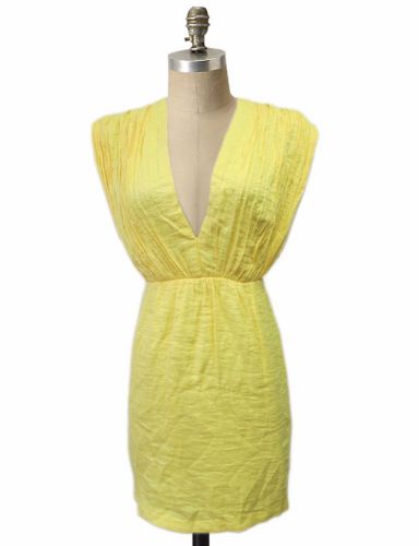 TWELFTH STREET BY CYNTHIA VINCENT Size 4 Yellow Silk Crepe Dress