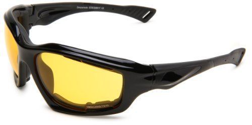Bobster Desperado EDES001Y Square Sunglasses,Black Frame/Yellow Lens,One Size