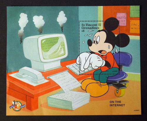 Disney Stamps - St Vincent &amp; Grenadines $6 &#034;On the Internet&#034; Miniature Sheet