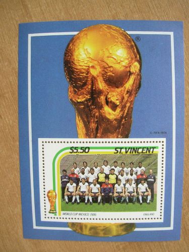 MEXICO 86 WORLD CUP FINALS MINI SHEET ST VINCENT ENGLAND TEAM