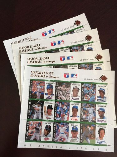 Lot Of 4 RARE 1989 St. Vincent Series 2 MLB Stamp Sheets MNH Brown Diamond