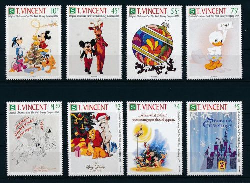 [23265] st. vincent 1991 disney christmas cards mnh