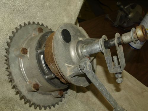 Hodaka 250 rear axel, backing plate, brakes 44 tooth gear
