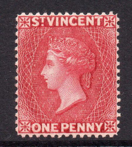 St Vincent 1 Penny Red Stamp c1885-93 Mounted Mint