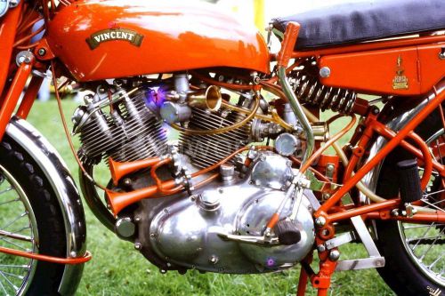 RED VINCENT ENGINE CLASSIC VINTAGE MOTORCYCLE ORIGINAL PRIVATE SLIDE 1977