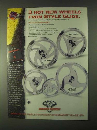 1999 biker&#039;s choice style glide wheels ad - desperado