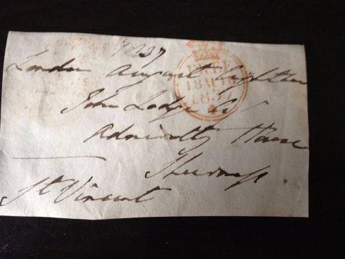 FREE FRONT - LONDON TO SHEERNESS - 1837 - SIGNED ST VINCENT
