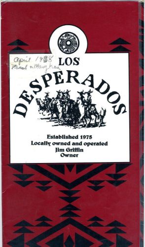Los Desperados Mexican Food Menu 1988 Glenwood Springs Colorado