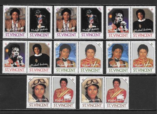 St. vincent - michael jackson mint never hinged pairs selection (oct 0022)