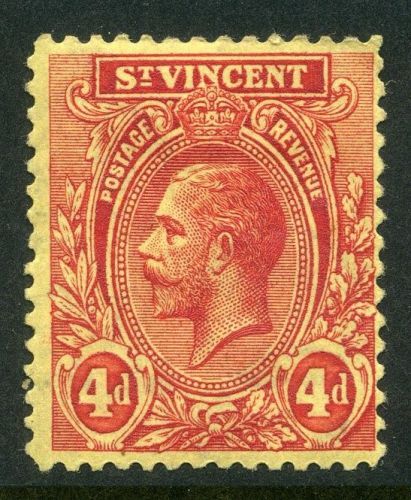 ST.VINCENT; 1921 early GV issue Mint hinged 4d. value