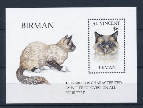 [39715] st. vincent 1995 animals cats birman mnh sheet