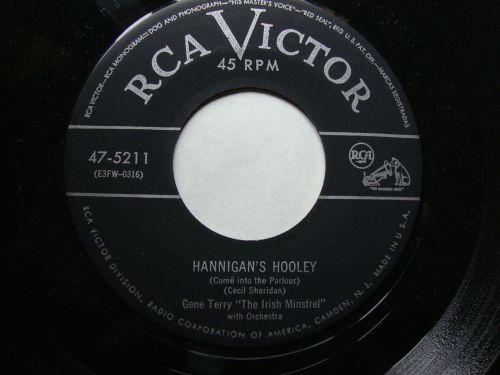 45 Gene Terry/The Irish Minstrel/Hannigan&#039;s Hooley/RCA Victor/USA/EX RARE HEAR