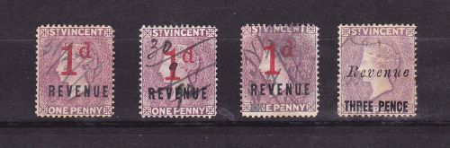St vincent fiscal &amp; revenue stamps lot of 4
