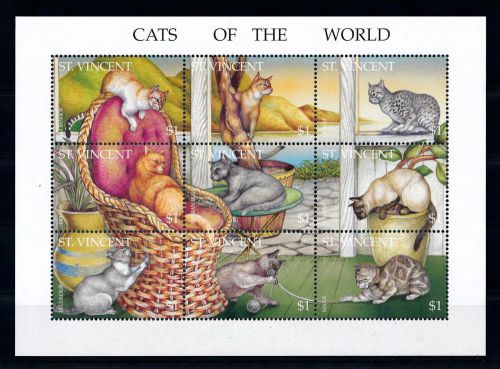 [39746] st. vincent 1995 animals cats mnh sheet