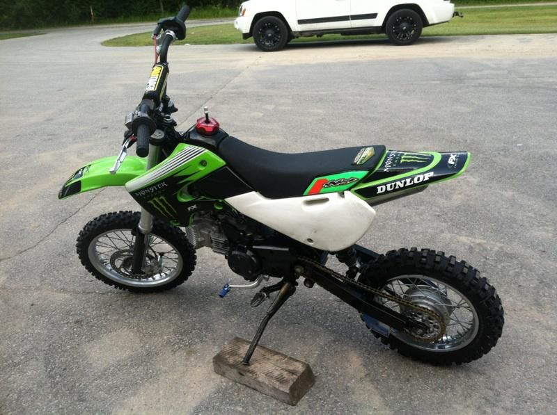 2003 Kawasaki KLX 110 with BBR 160 KTM forks for sale on 2040-motos