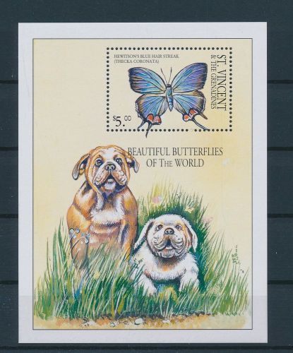 LE50718 St Vincent dogs insects bugs fauna butterflies good sheet MNH
