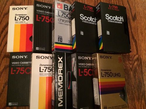 Lot of 10 Used Sony Maxell Beta Video Tapes as Blanks Classic Movies Lot 3