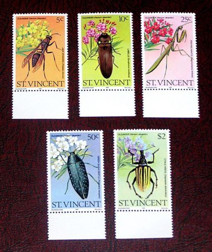 St. Vincent 593-597 Insects and Flowers MNH