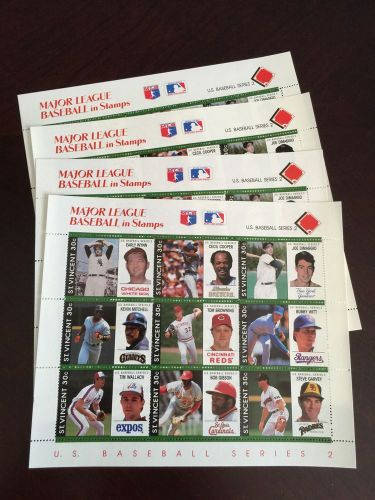 Lot Of 4 RARE 1989 St. Vincent Series 2 MLB Stamp Sheets MNH Red Diamond