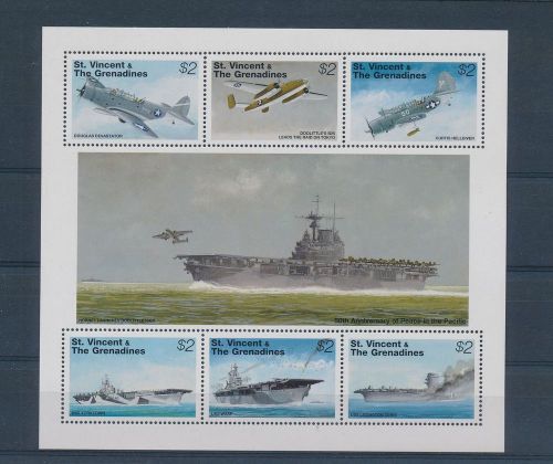 LE65551 St Vincent ships &amp; airplanes transport military good sheet MNH