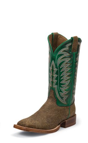 Justin Mens Green Leather Western Boots Desperado CPX 13in Bay