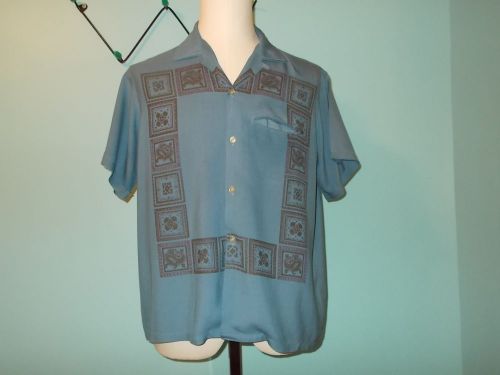 Men&#039;s vintage gene vincent style rockabilly gabardine shirt size large