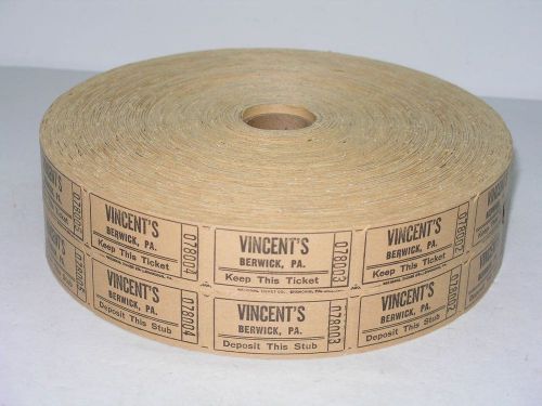 VINTAGE BERWICK PA MOVIE THEATER ROLL OF 4000 TICKETS - VINCENT&#039;S THEATRE