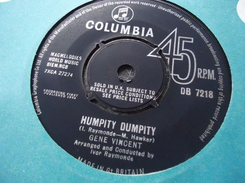 Gene vincent uk columbia 45 1964 humpity dumpity mint minus