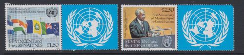 St vincent 1981- ist anniversary of un membership - unmounted mint set of 2