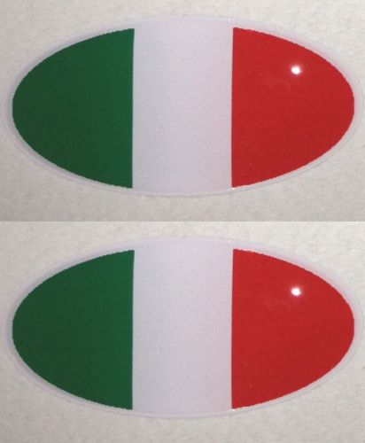 Ducati Bimota MV Agusta Pair Gel Domed Oval Italian Flag Decal (3cm x 1.5cm)