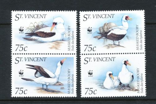 St vincent 1995 birds 4 values (blue-faced boobys) mm