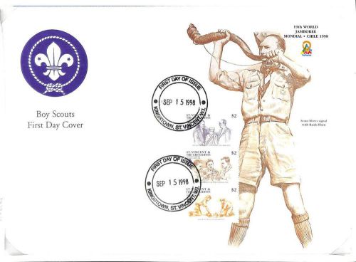 St. vincent grenadines boy scouts scott #2639-40 stamp set s/s on fdc 1998