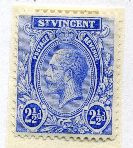 St.vincent;  1921 early gv issue fine mint hinged 2.5d. value