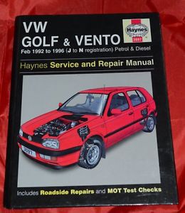 VW Golf Vento Haynes Manual Feb 1992 - 1996 ( J to N reg ) Pet + Diesel 3097