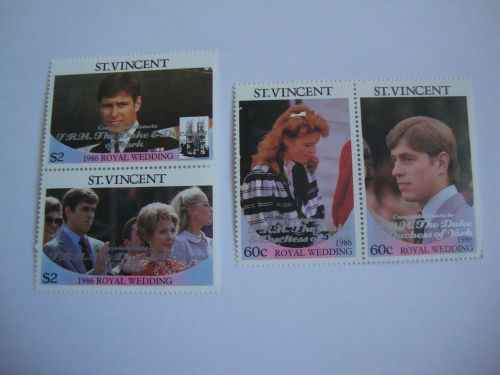 Royal Wedding 1986 Prince Andrew &amp; Sarah, St Vincent, stamps, silver overprint