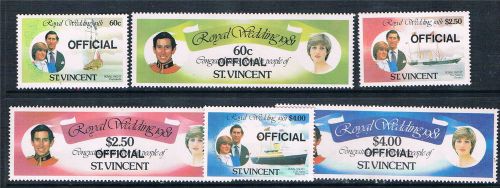 St vincent 1982 official stamps sg o1/o6 mnh