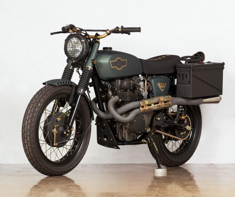 100% custom Honda CL450 adventure bike by Lossa Engineering, Ammo cans w/ solar