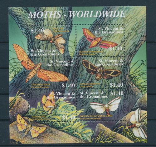 Le48228 st vincent moths insects bugs fauna butterflies good sheet mnh