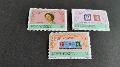 St.vincent 1980 sg 634-636 london 1980 international stamp exn mnh